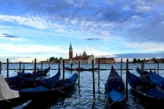 Gondolas before St Giorgio Maggiore Basilica, Venice, Italy